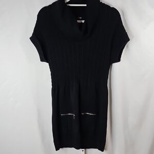Alfani Black Knit Sweather Midi Dress with Cowl Neck Size Medium